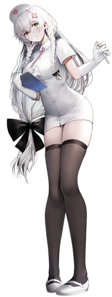 Anime picture 622x1641 with azur lane manjuu (azur lane) hermione (azur lane) hermione (pure white angel) (azur lane) iori (cpeilad) single long hair tall image looking at viewer blush fringe breasts light erotic smile hair between eyes standing holding brown eyes payot silver hair