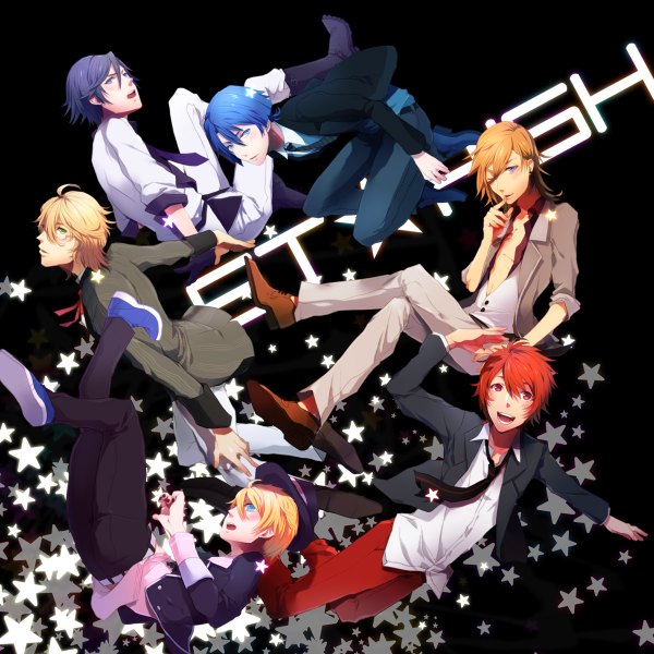 Anime picture 1200x1200 with uta no prince-sama a-1 pictures jinguji ren hijirikawa masato ichinose tokiya ittoki otoya kurusu shou shinomiya natsuki rowya blush short hair open mouth blue eyes blonde hair smile red eyes green eyes blue hair purple hair red hair