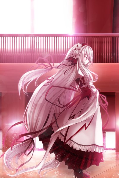 Anime picture 2000x3000 with gothic delusion reimia cura single tall image fringe highres blonde hair standing very long hair profile girl dress hair ornament ribbon (ribbons) hair ribbon shoes