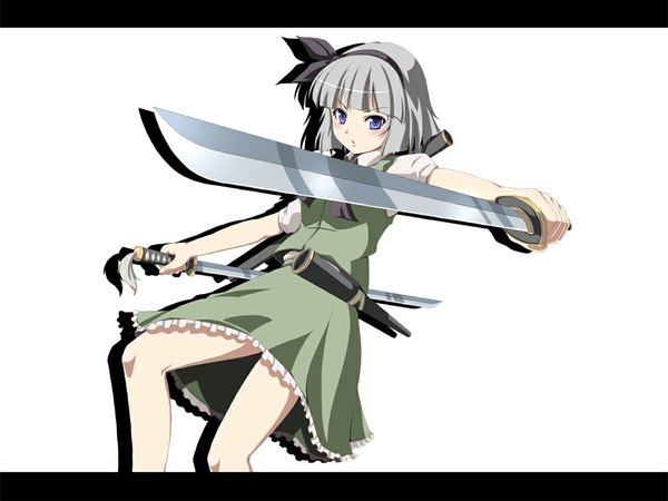 Anime picture 1080x810 with touhou konpaku youmu girl skirt sword skirt set tagme