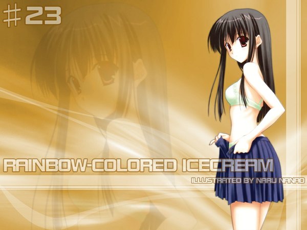 Anime picture 1024x768 with rainbow colored icecream nanao naru light erotic skirt underwear panties