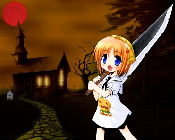 Anime picture 1280x1024 with suigetsu yamato suzuran waha halloween knife