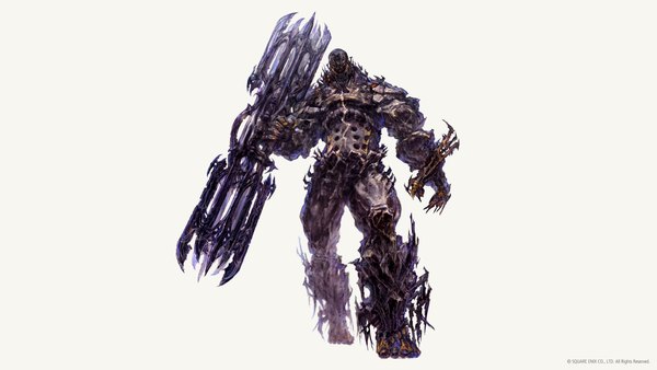Anime picture 3840x2160 with final fantasy final fantasy xvi square enix titan (final fantasy) takahashi kazuya single highres simple background wide image standing white background holding absurdres full body official art giant boy weapon huge weapon