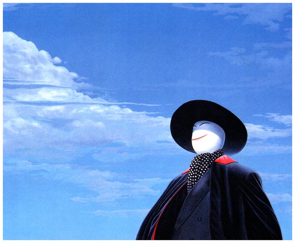 Аниме картинка 1240x1024 с король бойцов snk g-mantle один (одна) улыбка смотрит в сторону небо облако (облака) верхняя часть тела бордюр (описание) мужчина шляпа шарф маска костюм