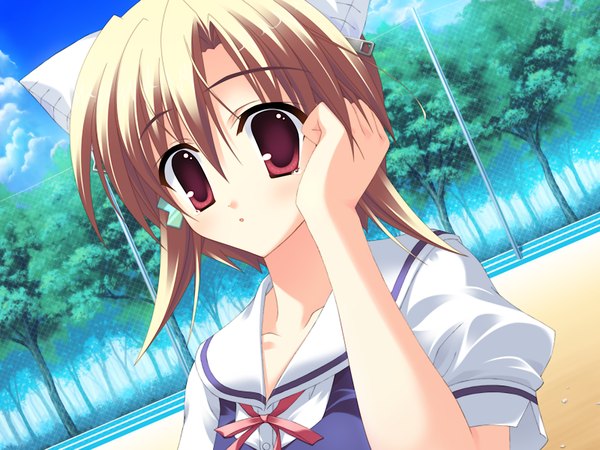 Anime picture 1200x900 with clear blonde hair red eyes game cg girl