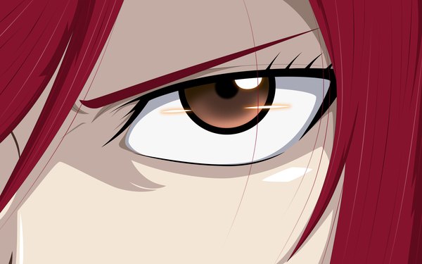 Anime picture 2560x1600 with fairy tail erza scarlet panzoom single highres wide image brown eyes red hair coloring close-up face vector girl