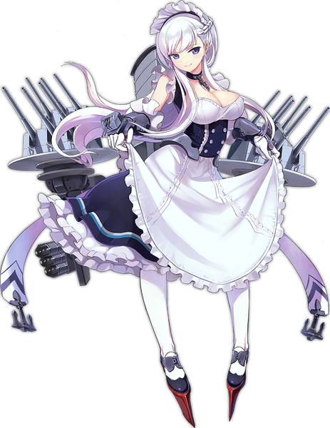 Anime picture 791x1024 with azur lane belfast (azur lane) kisetsu single long hair tall image looking at viewer fringe breasts light erotic large breasts purple eyes cleavage full body white hair maid covered nipples transparent background girl uniform