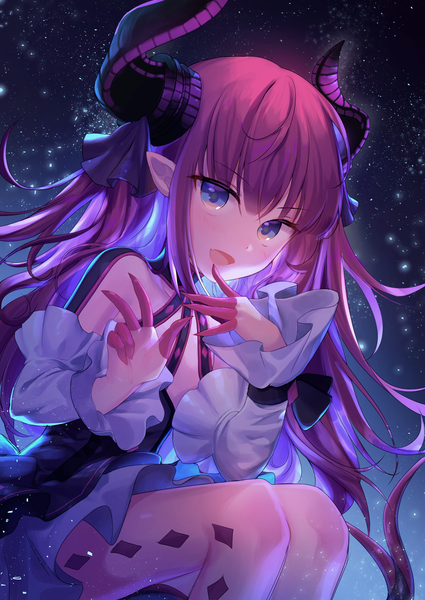 Anime picture 2125x3000 with fate (series) fate/extra fate/extra ccc elizabeth bathory (fate) (all) elizabeth bathory (fate) yampa single long hair tall image looking at viewer blush fringe highres open mouth blue eyes light erotic smile hair between eyes sitting payot