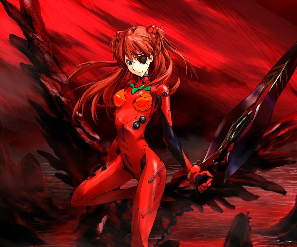 Anime picture 1200x1000 with neon genesis evangelion rebuild of evangelion evangelion: 2.0 you can (not) advance end of evangelion gainax soryu asuka langley shikinami asuka langley single long hair fringe blue eyes standing red hair light smile midriff rock soft beauty post-apocalyptic girl hair ornament