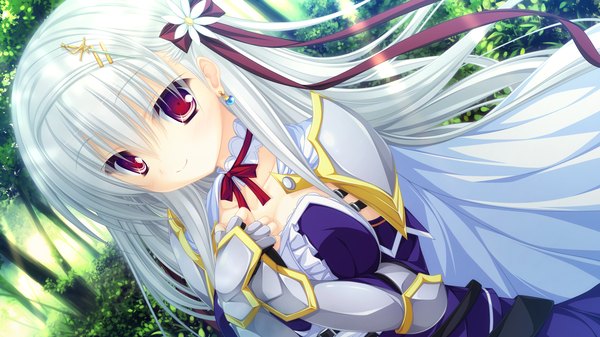 Anime picture 1920x1080 with justy nasty whirlpool (studio) onose mana mikagami mamizu long hair highres red eyes wide image game cg white hair girl dress hair ornament ribbon (ribbons) hair ribbon