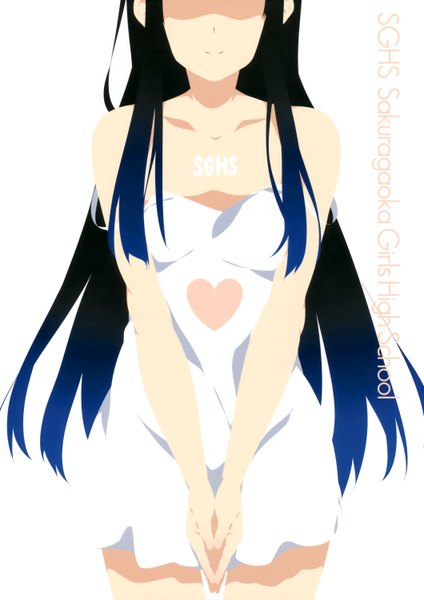 Anime picture 2119x3000 with k-on! kyoto animation akiyama mio single long hair tall image highres black hair smile absurdres girl heart sundress