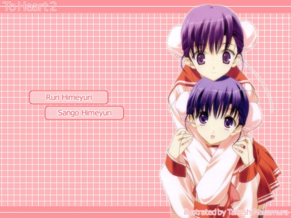 Anime picture 1280x960 with to heart 2 leaf (studio) himeyuri sango himeyuri ruri nakamura takeshi twins