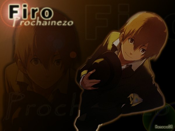 Anime picture 1024x768 with baccano! firo prochainezo single short hair smile brown hair zoom layer boy hat suit