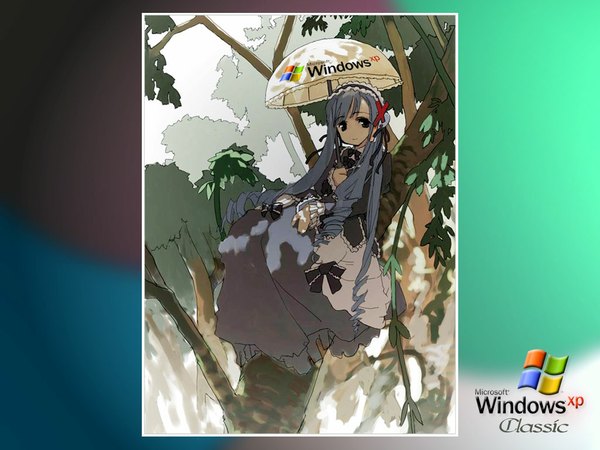 Anime picture 1024x768 with sister princess os-tan zexcs xp-tan (saseko) aria (sister princess) umbrella