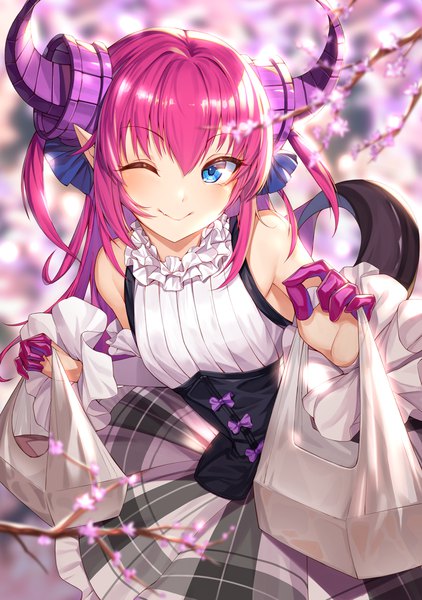 Anime picture 1600x2273 with fate (series) fate/extra fate/extra ccc elizabeth bathory (fate) (all) elizabeth bathory (fate) btraphen single long hair tall image looking at viewer blush fringe blue eyes smile hair between eyes standing bare shoulders holding payot pink hair