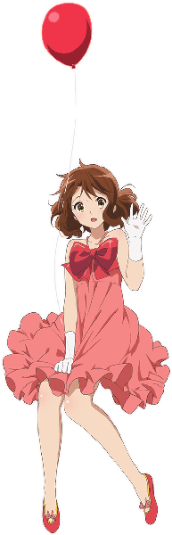 Anime picture 377x1168 with hibike! euphonium kyoto animation oumae kumiko single tall image looking at viewer fringe open mouth brown hair white background holding brown eyes full body ahoge bent knee (knees) official art alternate costume sleeveless transparent background surprised