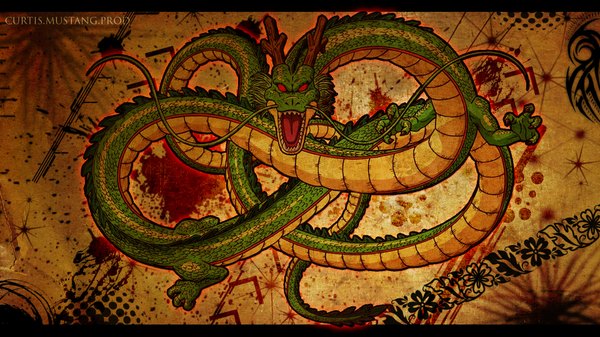 Anime picture 1920x1080 with dragon ball shenlong highres open mouth red eyes wide image horn (horns) dragon