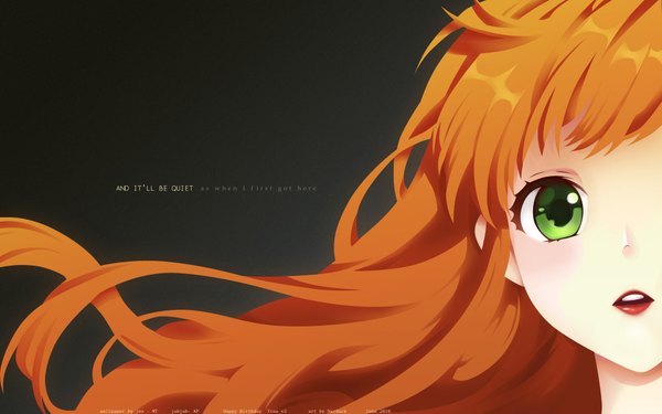 Anime picture 1920x1200 with nardack single highres wide image green eyes red hair orange hair girl