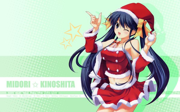 Anime picture 1920x1200 with hoshiuta kinoshita midori fumio (ura fmo) highres wide image christmas santa claus hat santa claus costume
