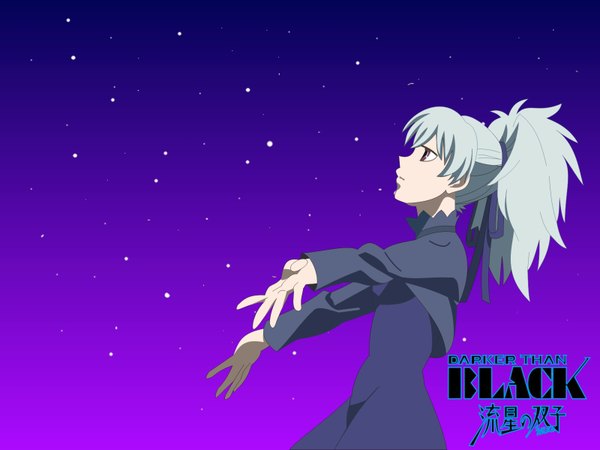 Anime picture 1600x1200 with darker than black studio bones yin (darker than black) silver hair dress bow hair bow star (stars)