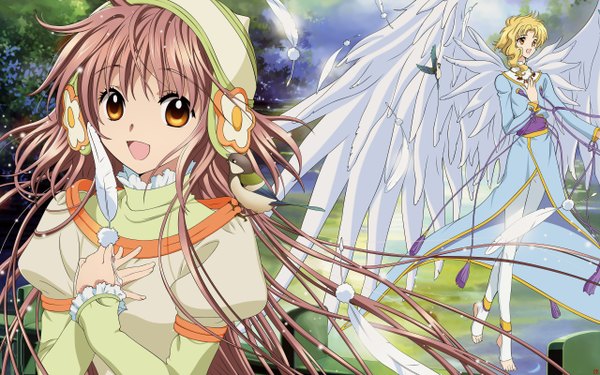 Anime picture 2560x1600 with kobato clamp hanato kobato kohaku (kobato) highres wide image wings