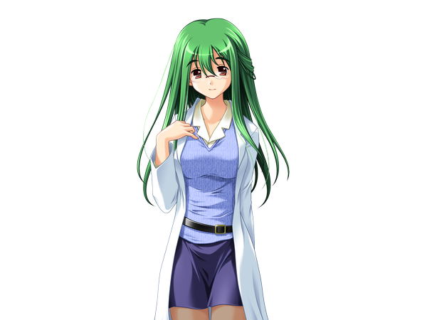 Anime picture 1600x1200 with koi q! niizato misaki long hair looking at viewer red eyes green hair transparent background cropped girl skirt glasses