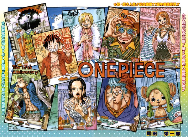 Anime picture 1700x1241 with one piece toei animation nami (one piece) monkey d. luffy nico robin roronoa zoro sanji tony tony chopper usopp franky brook (one piece) oda eiichirou long hair looking at viewer fringe short hair breasts open mouth black hair blonde hair