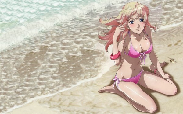 Anime picture 1920x1200 with macross macross frontier sheryl nome highres light erotic wide image wallpaper swimsuit bikini