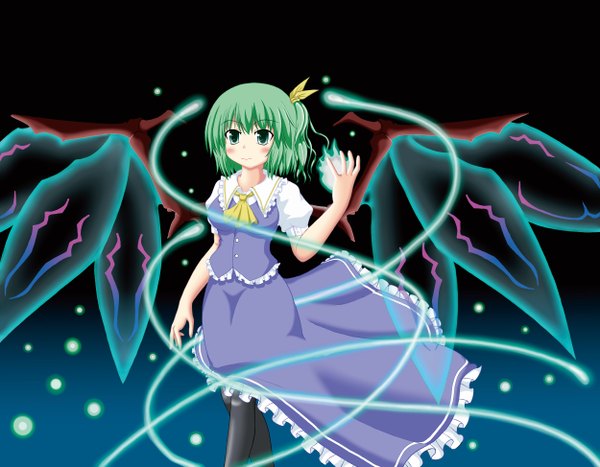 Anime picture 2500x1947 with touhou daiyousei varein0208 single highres short hair green eyes green hair one side up magic girl dress wings