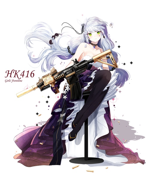 Аниме картинка 2600x3200 с girls frontline hk416 (girls frontline) hk416 (starry cocoon) (girls frontline) lepoule один (одна) длинные волосы высокое изображение смотрит на зрителя румянец чёлка высокое разрешение грудь простой фон большая грудь сидит два хвостика голые плечи держать зелёные глаза декольте