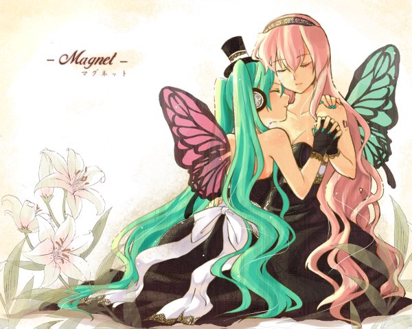 Anime picture 1200x959 with vocaloid magnet (vocaloid) hatsune miku megurine luka girl