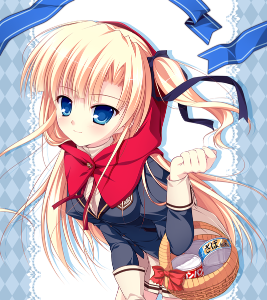 Anime picture 1280x1440 with root double sannomiya louise yui mikeou single long hair tall image blush blue eyes blonde hair girl uniform ribbon (ribbons) hair ribbon school uniform