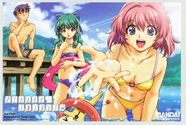 Anime picture 2000x1348 with onegai twins onodera karen miyafuji miina kamishiro maiku uon taraku highres swimsuit bikini