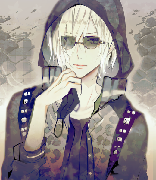 Anime picture 1000x1158 with yuri!!! on ice mappa yuri plisetsky poni (rito) single tall image looking at viewer fringe short hair blonde hair upper body sunlight hair over one eye open jacket boy jacket hood