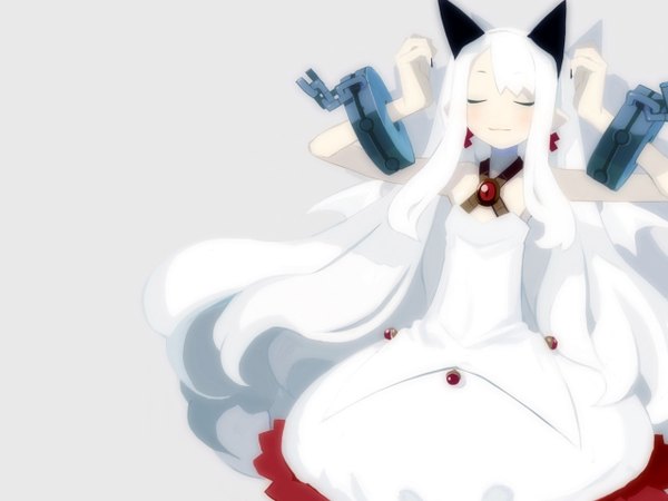 Anime picture 1280x960 with phantom kingdom pram (phantom kingdom) long hair white hair eyes closed grey background