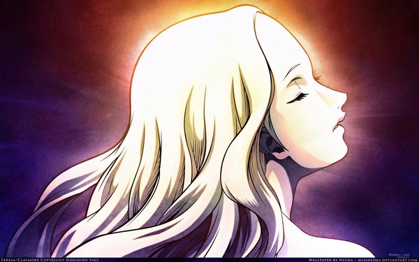 Anime picture 1920x1200 with claymore madhouse teresa missnysha single long hair highres blonde hair wide image eyes closed profile girl