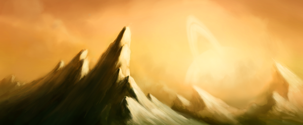 Anime picture 4000x1653 with original aspeckofdust (artist) highres wide image absurdres mountain landscape planet