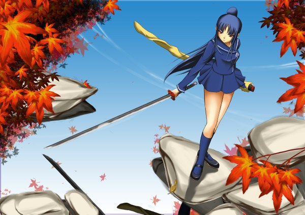 Anime picture 2480x1753 with ga-rei zero isayama yomi highres sword water katana
