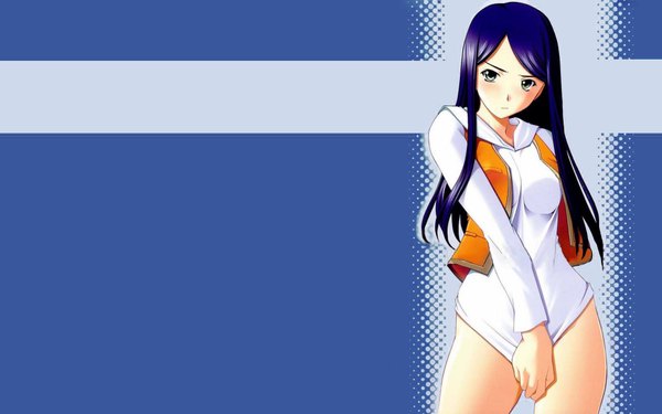 Anime picture 1920x1200 with mai hime sunrise (studio) kuga natsuki highres light erotic wide image blue hair blue background girl