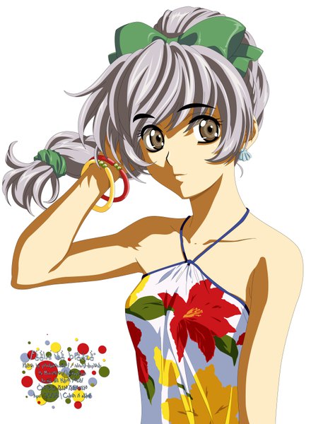 Anime picture 4950x6750 with full metal panic! gonzo teletha testarossa pandemonium91 single long hair tall image looking at viewer fringe highres breasts simple background hair between eyes standing white background bare shoulders brown eyes signed absurdres upper body