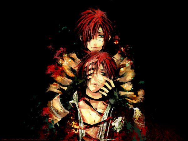 Anime picture 1280x960 with d.gray-man lavi green eyes red hair eyepatch