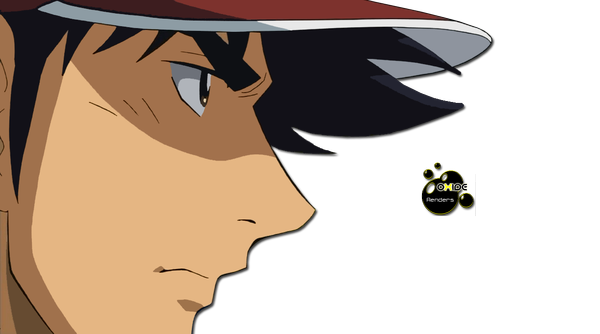 Anime picture 1280x714 with major shigeno goro single short hair black hair wide image brown eyes profile shadow close-up transparent background face boy baseball cap