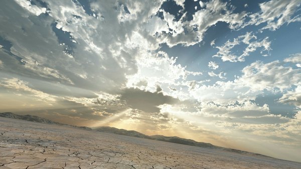 Anime picture 1920x1080 with original trbrchdm highres wide image sky cloud (clouds) sunlight horizon mountain desert