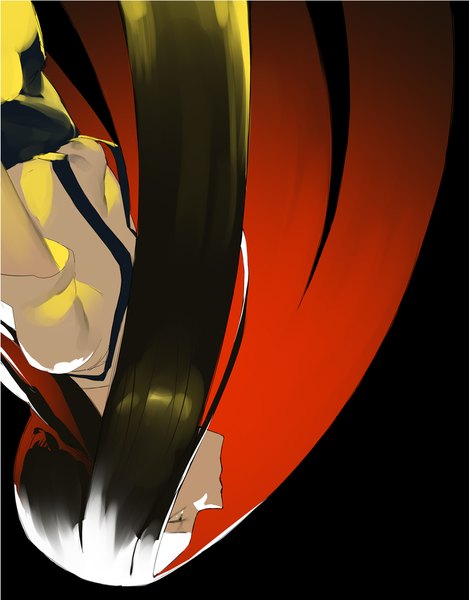 Anime picture 747x955 with houseki no kuni bort ryein single long hair tall image black hair simple background red hair profile multicolored hair two-tone hair black background colored inner hair upside down androgynous