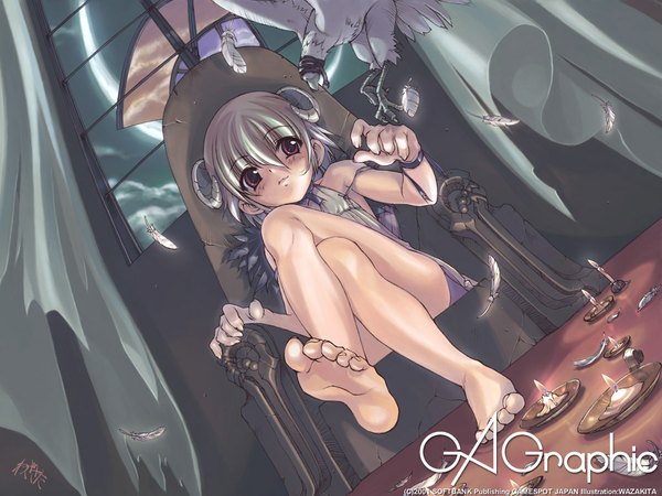 Anime picture 1024x768 with gagraphic xration barefoot demon girl