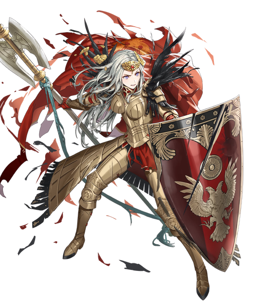 Anime picture 1684x1920 with fire emblem fire emblem: three houses fire emblem heroes nintendo edelgard von hresvelg mismi single long hair tall image breasts standing purple eyes holding looking away full body white hair horn (horns) official art transparent background broken