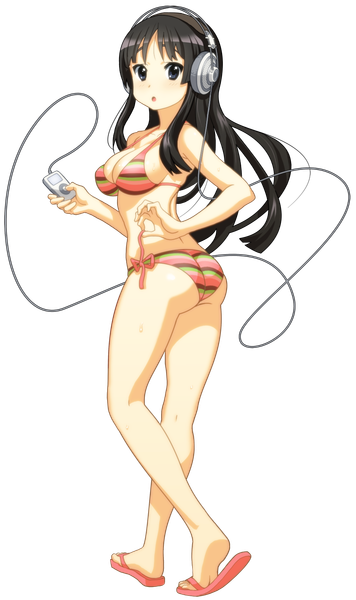 Anime picture 930x1568 with k-on! kyoto animation akiyama mio erotibot single long hair tall image looking at viewer blush breasts blue eyes light erotic black hair large breasts full body ass legs transparent background girl swimsuit