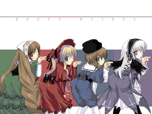 Anime picture 1024x768 with rozen maiden suigintou shinku suiseiseki souseiseki