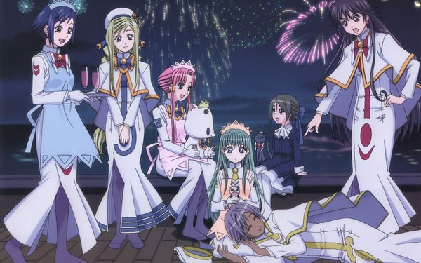 Anime picture 1680x1050 with aria mizunashi akari alice carroll aika s granzchesta alicia florence aria pokoteng athena glory akira e ferrari hime granzchesta president maa aino ai wide image