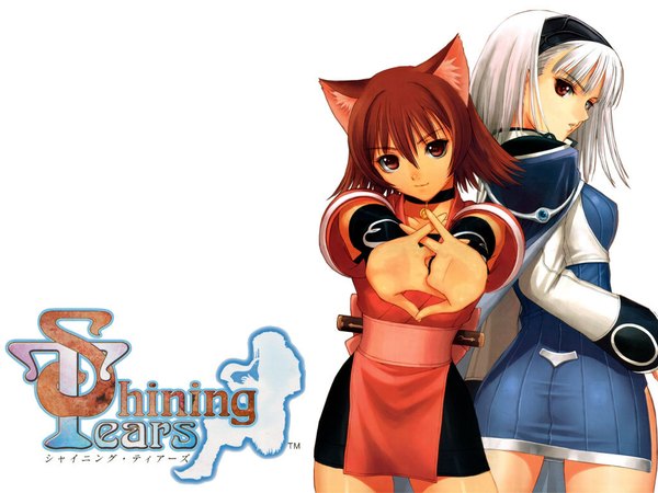 Anime picture 1024x768 with shining (series) shining tears blanc neige mao (shining tears) tony taka white background animal ears cat girl girl